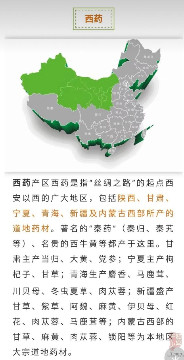 中国道地药材区域划分及其代表性药材