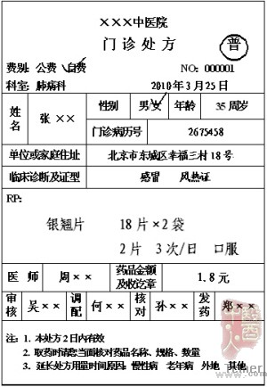 中成药处方举例